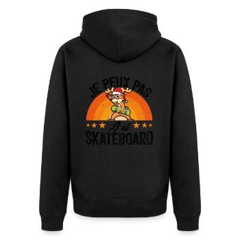 Je peux pas j'ai skate humour cadeau de Noël - Veste à capuche bio Premium Unisexe - noir - Dos - Nico (187cm)