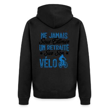Ne jamais sous-estimer un retraité sur son vélo - Veste à capuche bio Premium Unisexe - noir - Dos - Nico (187cm)