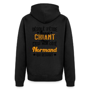Désolé d'être Chiant c'est mon côté Normand - Veste à capuche bio Premium Unisexe - noir - Dos - Nico (187cm)