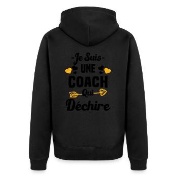 Je Suis Une Coach Qui Déchire - Veste à capuche bio Premium Unisexe - noir - Dos - Nico (187cm)