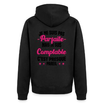 Pas parfaite mais je suis Comptable Humour Cadeau - Veste à capuche bio Premium Unisexe - noir - Dos - Nico (187cm)
