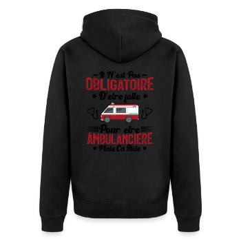 Folle Et Ambulancière Humour Cadeau - Veste à capuche bio Premium Unisexe - noir - Dos - Nico (187cm)