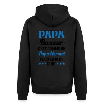 Papa Boxeur Humour Coach Cadeau - Veste à capuche bio Premium Unisexe - noir - Dos - Nico (187cm)