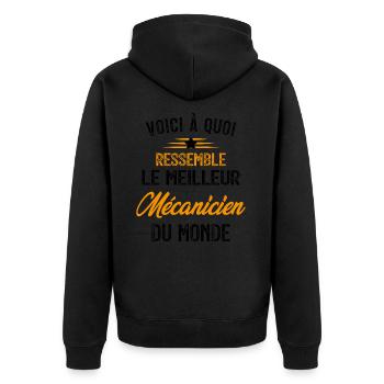 Voici à quoi ressemble le meilleur Mécanicien - Veste à capuche bio Premium Unisexe - noir - Dos - Nico (187cm)