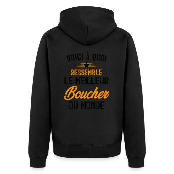 Voici à quoi ressemble le meilleur Boucher - Veste à capuche bio Premium Unisexe - noir - Dos - Nico (187cm)