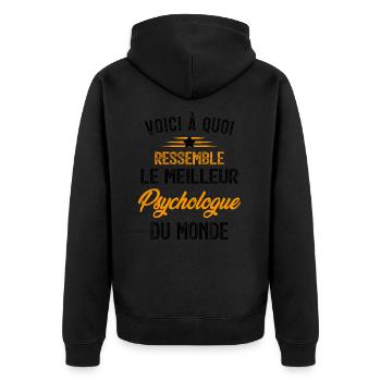 Voici à quoi ressemble le meilleur Psychologue - Veste à capuche bio Premium Unisexe - noir - Dos - Nico (187cm)