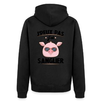 Je Peux Pas J'ai Sanglier Cadeau Chasseur - Veste à capuche bio Premium Unisexe - noir - Dos - Nico (187cm)
