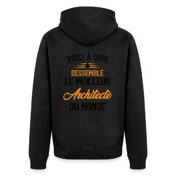 Voici à quoi ressemble le meilleur Architecte - Veste à capuche bio Premium Unisexe - noir - Dos - Nico (187cm)