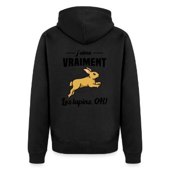 J'aime vraiment les Lapins OK - Veste à capuche bio Premium Unisexe - noir - Dos - Nico (187cm)