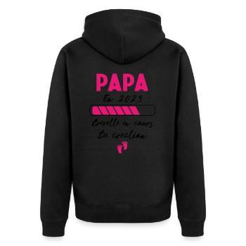 Homme Papa en 2023 Fille Idée Cadeau - Veste à capuche bio Premium Unisexe - noir - Dos - Nico (187cm)