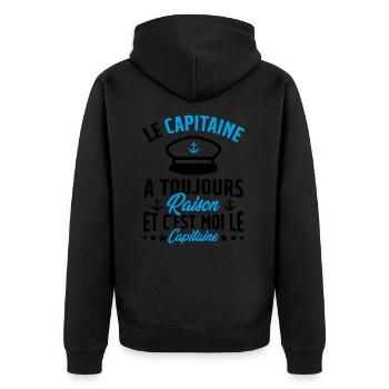 Le Capitaine A Toujours Raison C'est Moi Capitaine - Veste à capuche bio Premium Unisexe - noir - Dos - Nico (187cm)