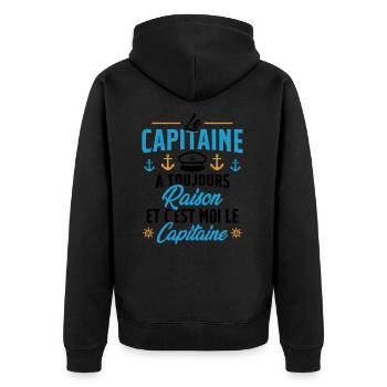 Le Capitaine A Toujours Raison C'est Moi Capitaine - Veste à capuche bio Premium Unisexe - noir - Dos - Nico (187cm)
