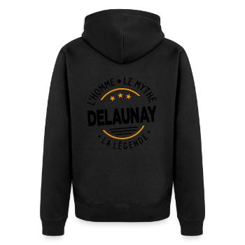 Delaunay L'Homme Le Mythe La Légende - Veste à capuche bio Premium Unisexe - noir - Dos - Nico (187cm)