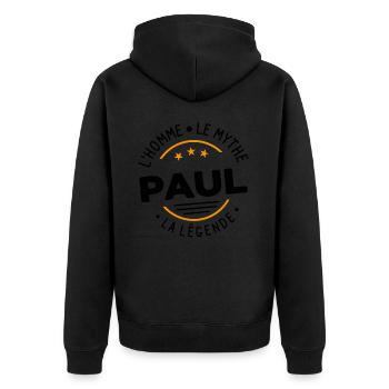 Paul L'Homme Le Mythe La Légende - Veste à capuche bio Premium Unisexe - noir - Dos - Nico (187cm)
