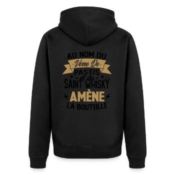 Au nom du verre de pastis et du saint whisky amène - Veste à capuche bio Premium Unisexe - noir - Dos - Nico (187cm)