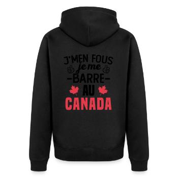 J'men fous je me barre au canada - Veste à capuche bio Premium Unisexe - noir - Dos - Nico (187cm)