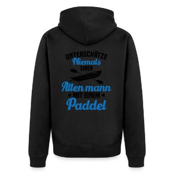 Vieil homme avec pagaie Humour Cadeau - Veste à capuche bio Premium Unisexe - noir - Dos - Nico (187cm)