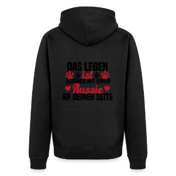 Aussie Chien Drôle de berger australien - Veste à capuche bio Premium Unisexe - noir - Dos - Nico (187cm)
