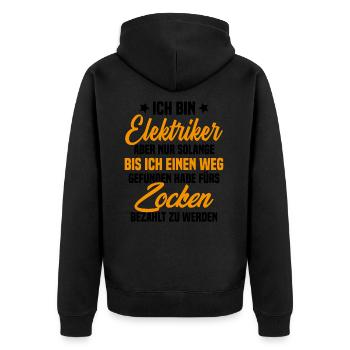 Électricien joueur drôle geek - Veste à capuche bio Premium Unisexe - noir - Dos - Nico (187cm)