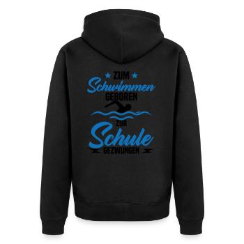 Né pour nager Forcé d'aller à l'école - Veste à capuche bio Premium Unisexe - noir - Dos - Nico (187cm)