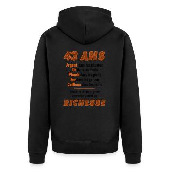 43 Ans Anniversaire Drôle Idée Cadeau - Veste à capuche bio Premium Unisexe - noir - Dos - Nico (187cm)