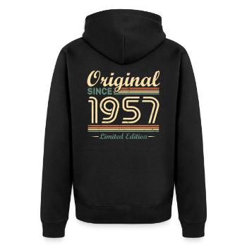 Original 1957 Vintage cadeau d'Anniversaire Rétro - Veste à capuche bio Premium Unisexe - noir - Dos - Nico (187cm)