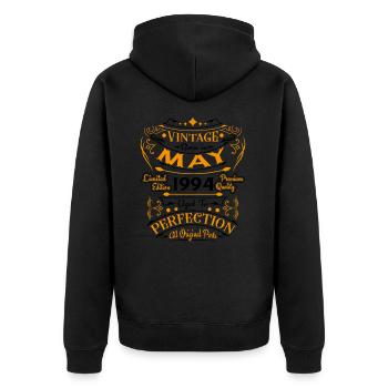 May 1994 Vintage Born in May 1994 Anniversary - Unisex Premium Organic Zip Hoodie - black - Back - Nico (187cm)