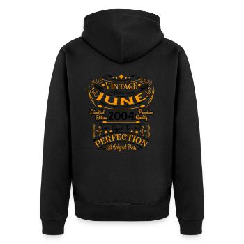 2004 Juin Vintage Nées En Juin 2004 Anniversaire - Veste à capuche bio Premium Unisexe - noir - Dos - Nico (187cm)