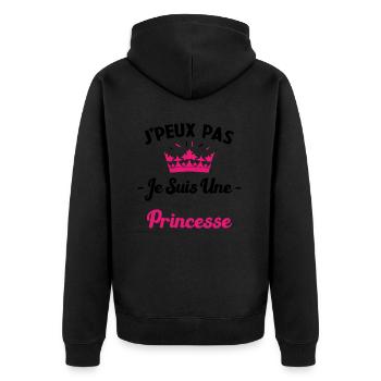 Je Peux Pas Je Suis une Princesse Humour Maman - Veste à capuche bio Premium Unisexe - noir - Dos - Nico (187cm)