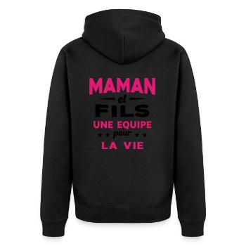 Maman et Fils une equipe Cadeau Fête Des Mères - Veste à capuche bio Premium Unisexe - noir - Dos - Nico (187cm)