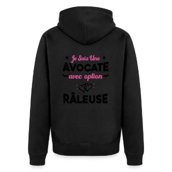 Femme je suis une avocate avec option râleuse - Veste à capuche bio Premium Unisexe - noir - Dos - Nico (187cm)