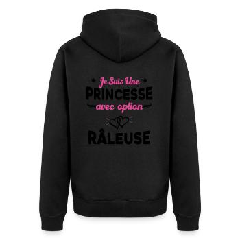 je suis une princesse avec option râleuse femme - Veste à capuche bio Premium Unisexe - noir - Dos - Nico (187cm)