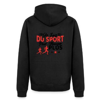 Je fais du Sport pour Manger plus Humour Cadeau - Veste à capuche bio Premium Unisexe - noir - Dos - Nico (187cm)