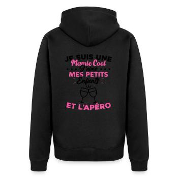 Mamie J'aime Mes Petits Enfants et l'apéro Humour - Veste à capuche bio Premium Unisexe - noir - Dos - Nico (187cm)
