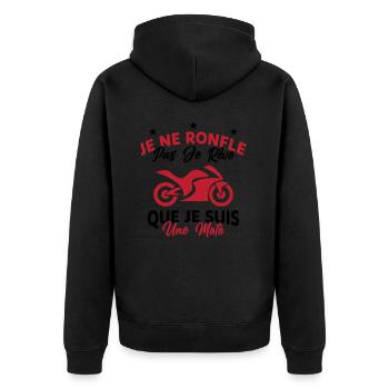 Je Ne Ronfle Pas Je Rêve Que Je Suis Une Moto - Veste à capuche bio Premium Unisexe - noir - Dos - Nico (187cm)