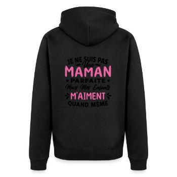 Pas une Maman Parfaite, Citation Maman Humour - Veste à capuche bio Premium Unisexe - noir - Dos - Nico (187cm)