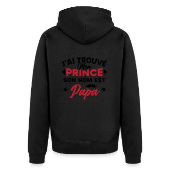 J'ai trouvé mon prince c'est papa - Veste à capuche bio Premium Unisexe - noir - Dos - Nico (187cm)