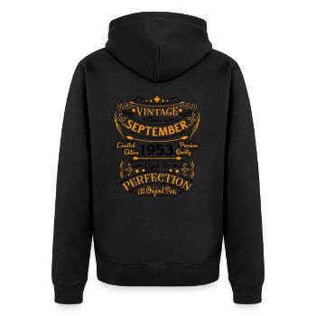 Vintage Nées En Septembre 1953 Cadeau - Veste à capuche bio Premium Unisexe - noir - Dos - Nico (187cm)
