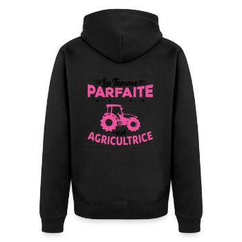 La femme Parfaite est Agricultrice Humour Cadeau - Veste à capuche bio Premium Unisexe - noir - Dos - Nico (187cm)