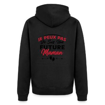 Femme Enceinte Grossesse Future Maman Cadeau - Veste à capuche bio Premium Unisexe - noir - Dos - Nico (187cm)