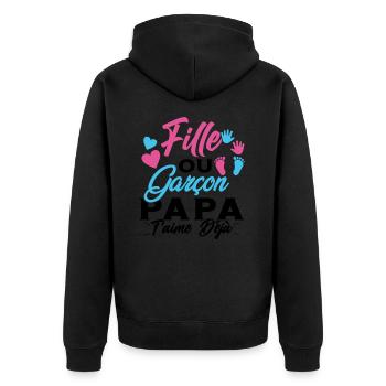 Fille ou Garçon PapaT'aime déjà Annonce Futur Papa - Veste à capuche bio Premium Unisexe - noir - Dos - Nico (187cm)