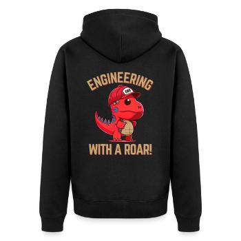 Dino The Engineer - Unisex Premium Organic Zip Hoodie - black - Back - Nico (187cm)