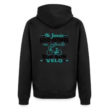 Un Retraité Sur Son Vélo Humour Retraite Cycliste - Veste à capuche bio Premium Unisexe - noir - Dos - Nico (187cm)