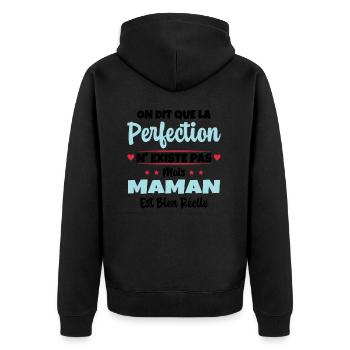 Maman est la perfection - Cadeau fête des mères - Veste à capuche bio Premium Unisexe - noir - Dos - Nico (187cm)