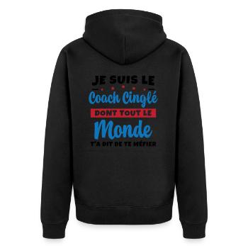 Coach Cinglé Humour Coaching Sportif Cadeau - Veste à capuche bio Premium Unisexe - noir - Dos - Nico (187cm)