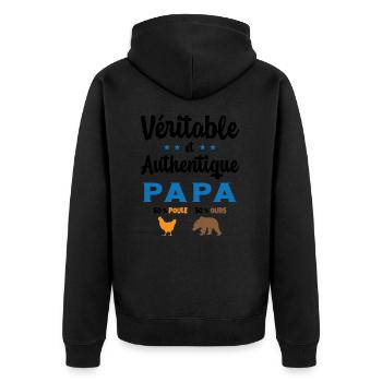 Homme Véritable et Authentique Papa Poule et Ours - Veste à capuche bio Premium Unisexe - noir - Dos - Nico (187cm)