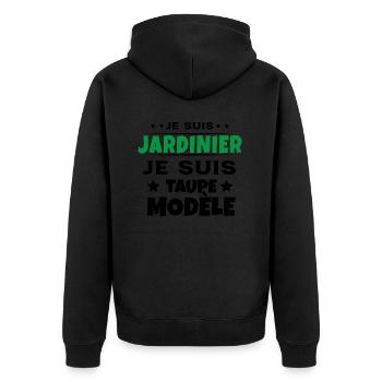 Je suis jardinier Je suis Taupe Modèle Humour - Veste à capuche bio Premium Unisexe - noir - Dos - Nico (187cm)