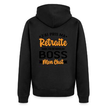 J'ai Un Nouveau Boss Mon chat Humour Cadeau - Veste à capuche bio Premium Unisexe - noir - Dos - Nico (187cm)