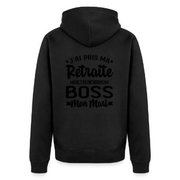 Femme Retraite J'ai Un Nouveau Patron Mon Mari - Veste à capuche bio Premium Unisexe - noir - Dos - Nico (187cm)
