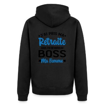 Nouveau Boss Ma Femme Humour Cadeau Retraite - Veste à capuche bio Premium Unisexe - noir - Dos - Nico (187cm)